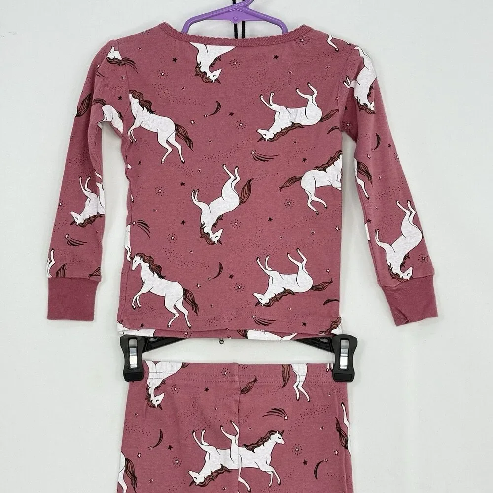 Carter's PJ Set Long Sleeve Shirt & Pants Set Unicorn Pink Girls Toddler 2T/2A